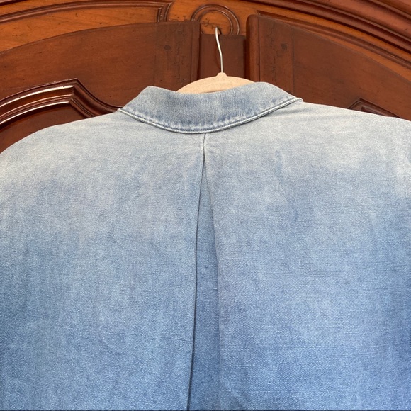 NWT Adriano Goldshmeid Peter Top in Sunwashed Patched Denim Polo - Picture 7 of 11